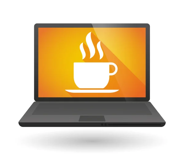 Laptop pictogram met een koffiemok — Stockvector