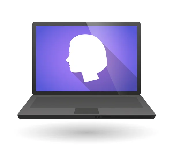 Icono del ordenador portátil con una cabeza femenina — Archivo Imágenes Vectoriales