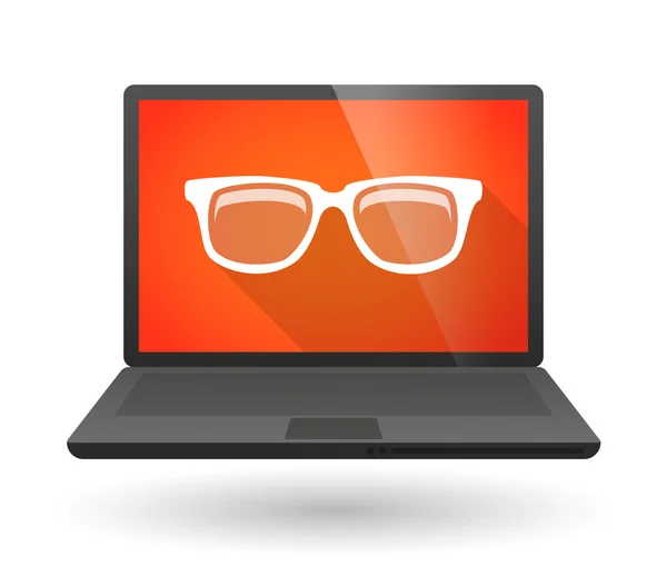 Laptop icon with a glasses — Stock Vector