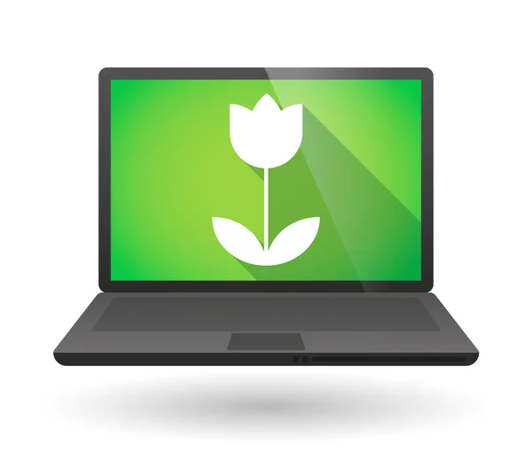 Icona del computer portatile con un tulipano — Vettoriale Stock
