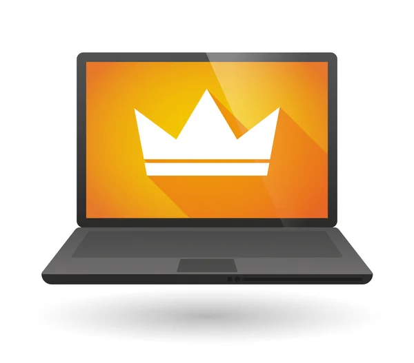 Icône ordinateur portable avec une couronne — Image vectorielle