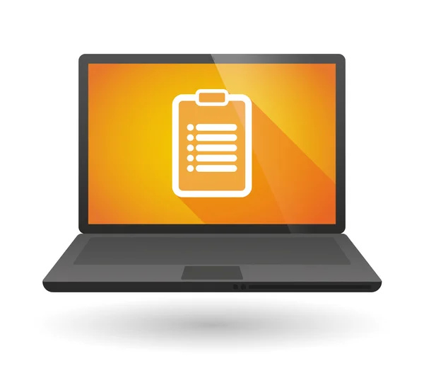 Laptop pictogram met een verslag — Stockvector