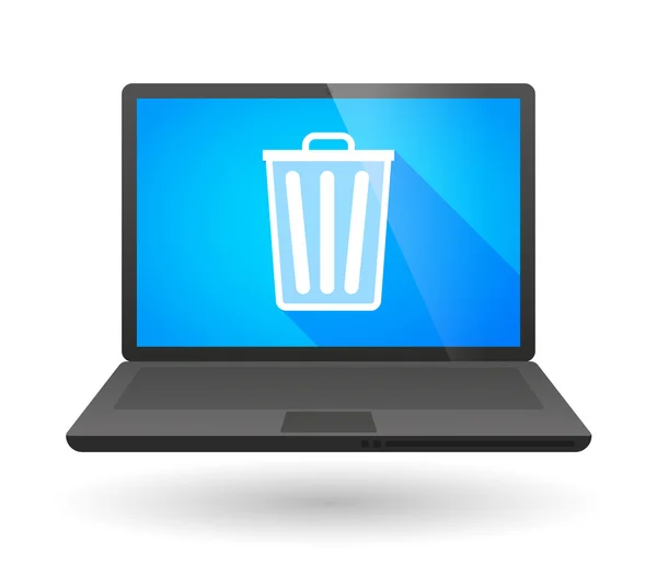 Laptop pictogram met een vuilnisbak — Stockvector