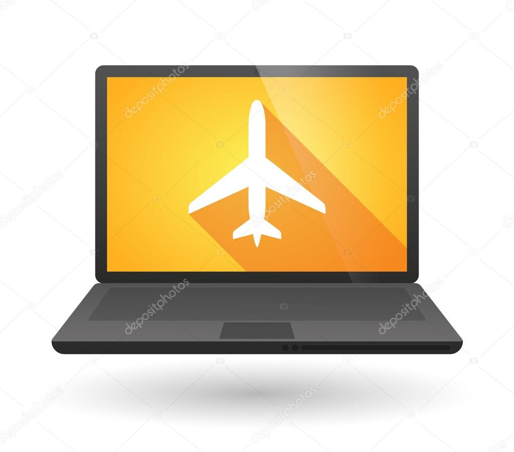 Laptop icon with a plane