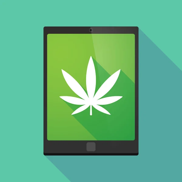 Tablet pc ícone com uma folha de maconha — Vetor de Stock