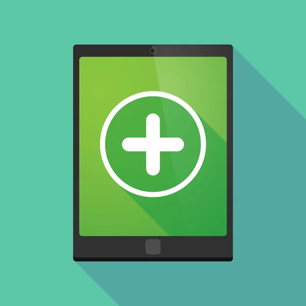 Tablet pc icon with a sum sign — Stockvector