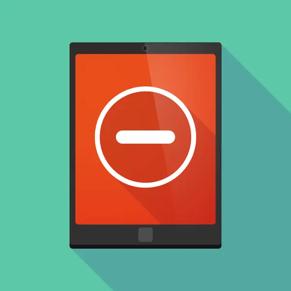 Tablet pc icono con un signo de resta — Vector de stock