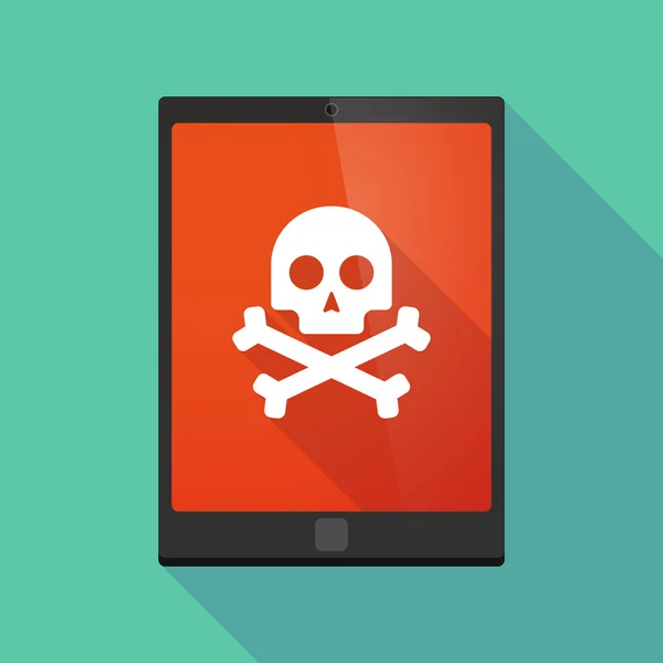 Tablet pc icon with a skull — Stock Vector