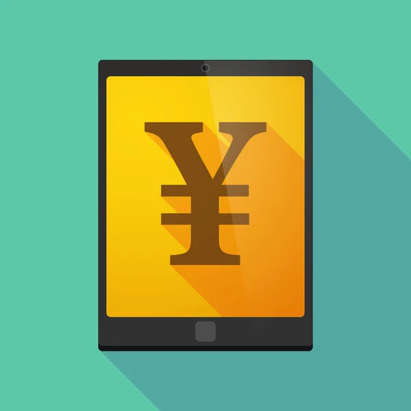 Tablet pc icon with a yen sign — Stock Vector