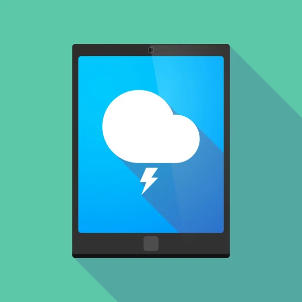 Pictogram van Tablet-pc met een stormachtige wolk — Stockvector