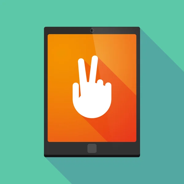 Tableta icono de la PC con una mano victoria — Archivo Imágenes Vectoriales