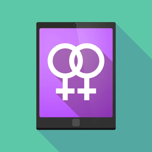 Pictogram van Tablet-pc met een lesbische teken — Stockvector