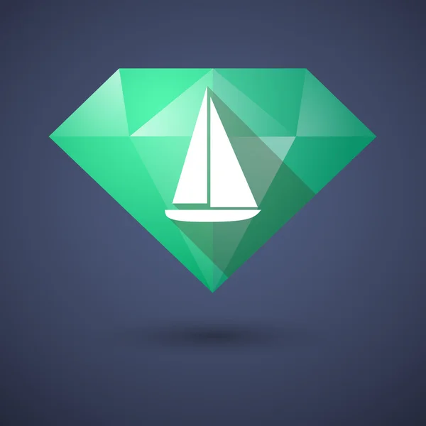 Icono de diamante con una nave — Vector de stock