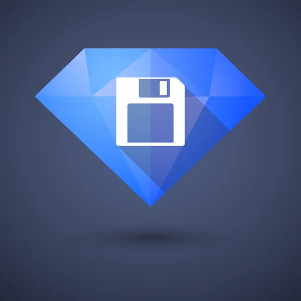 Ícone de diamante com um disquete — Vetor de Stock