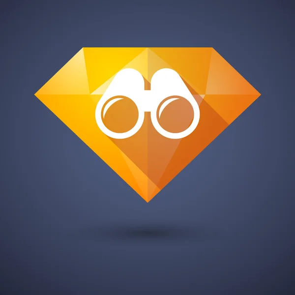 Diamond icon with a binoculars — Stock Vector
