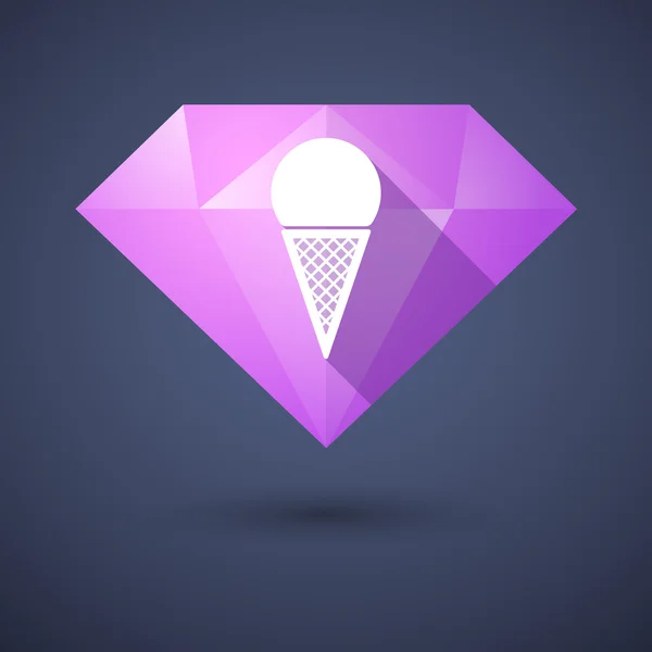 Diamond icon with an ice cream — Stock Vector