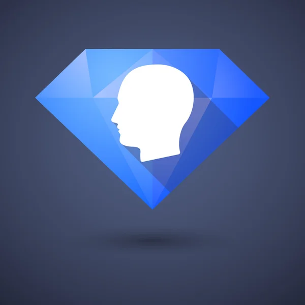 Diamond icon with a male head — Stock Vector