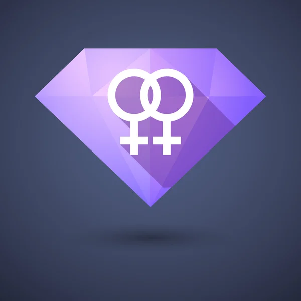 Diamant icône avec un signe lesbienne — Image vectorielle