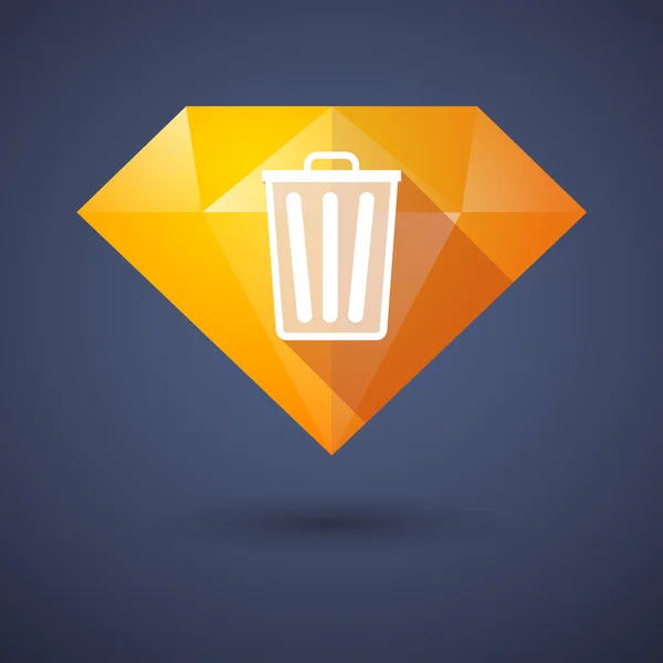 Icono de diamante con un bote de basura — Vector de stock