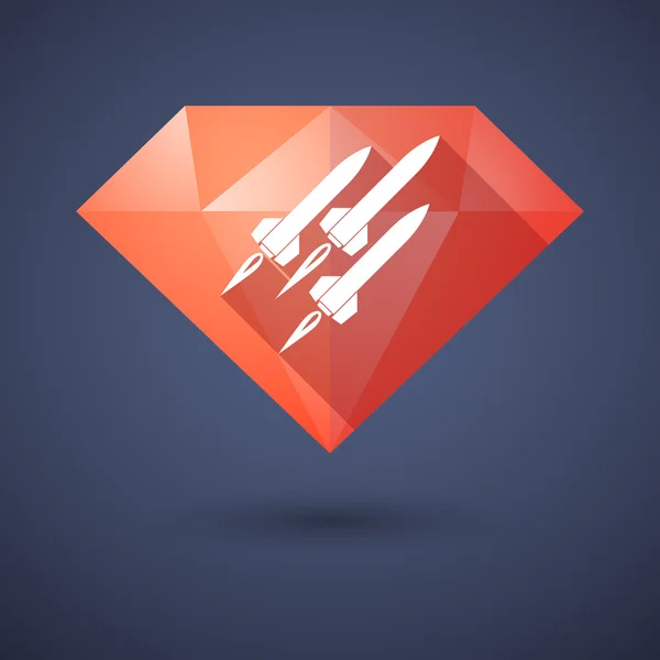 Icono de diamante con misiles — Vector de stock