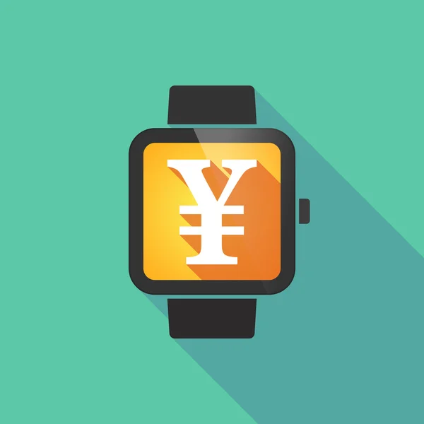 Slimme horloge met een yen-teken — Stockvector