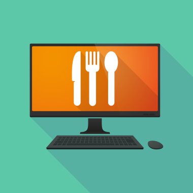 Çatal bıçak takımı ile kişisel bilgisayar