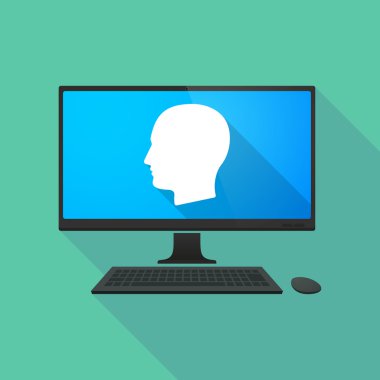 Erkek bir kafa ile kişisel bilgisayar