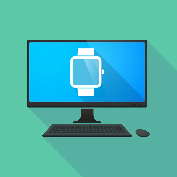 Personal computer with a smart watch — Stock Vector