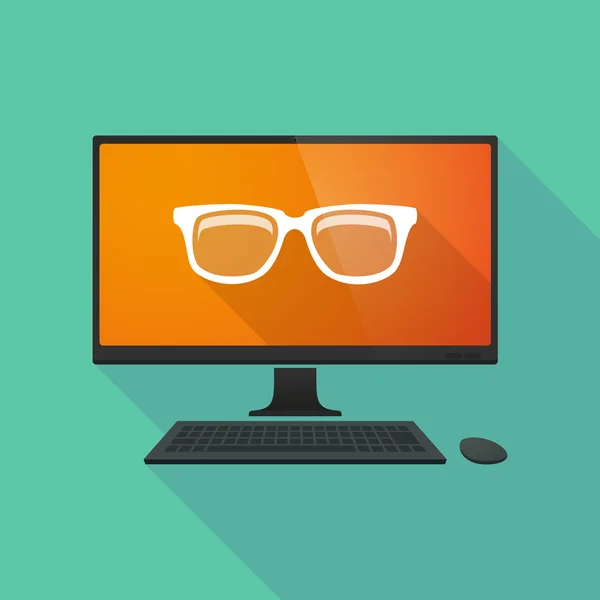 Personal computer with a glasses — Stock Vector