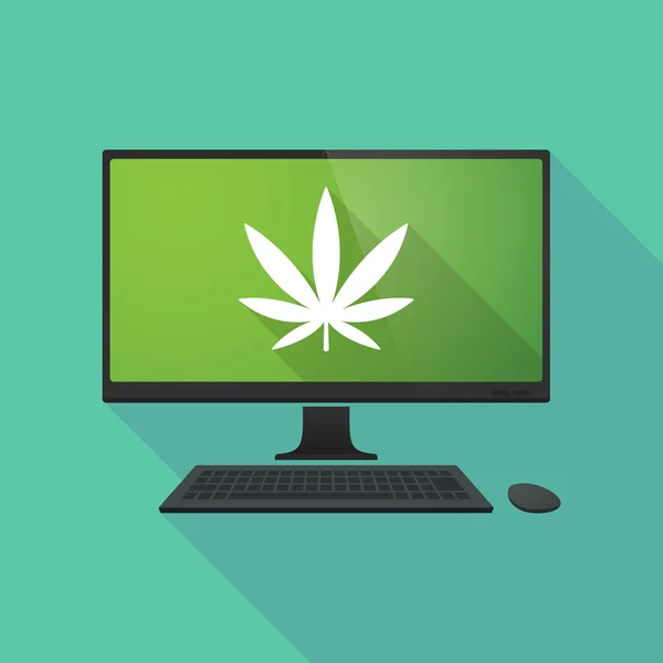 PC mit Marihuana-Blatt — Stockvektor