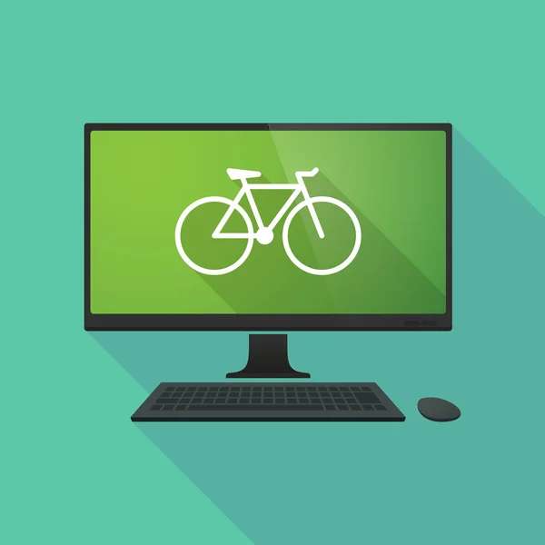 Ordenador personal con bicicleta — Vector de stock