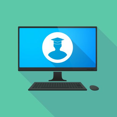 Bir öğrenci avatar ile kişisel bilgisayar