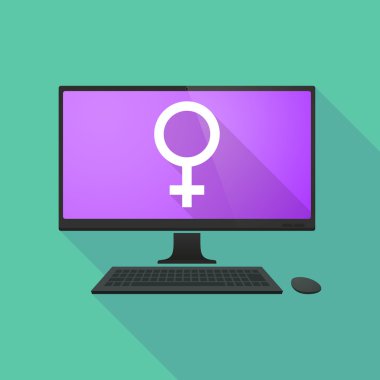 Kadın bir işaret ile kişisel bilgisayar