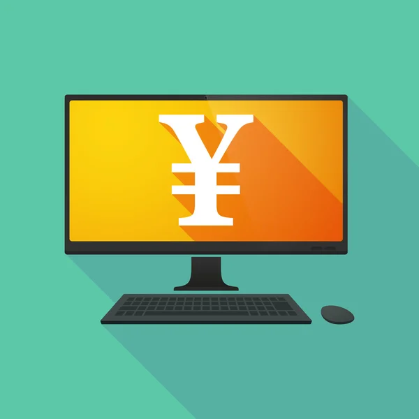 Personal computer with a yen sign — Stock Vector