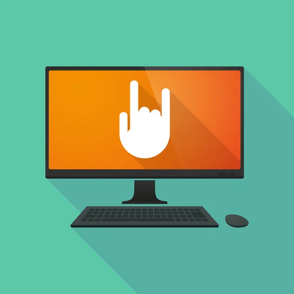 Personal computer with a rocking hand — Stock Vector