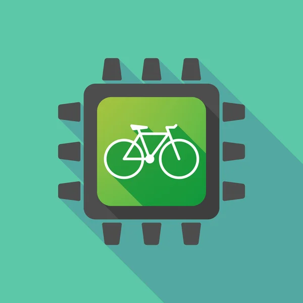 Icono de CPU con una bicicleta — Vector de stock