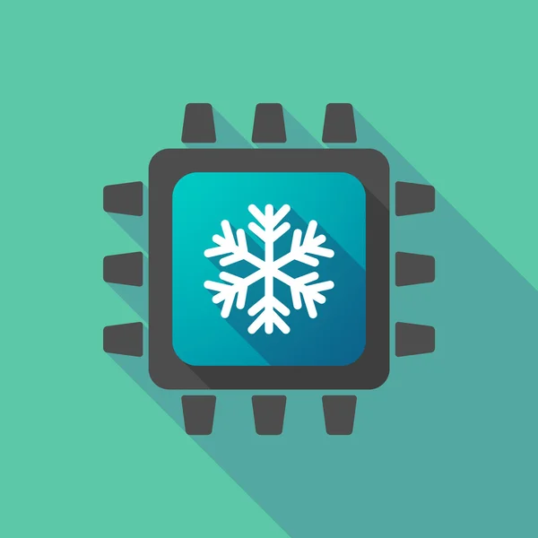 Icono de la CPU con un copo de nieve — Vector de stock