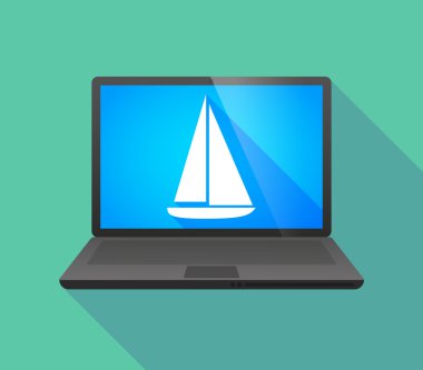 Bir gemi ile dizüstü bilgisayar simgesi
