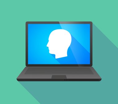 Erkek bir kafa ile dizüstü bilgisayar simgesi