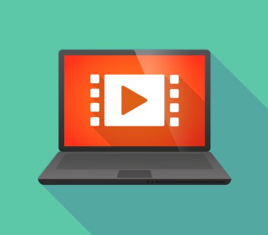 Multimedya bir işaret ile dizüstü bilgisayar simgesi