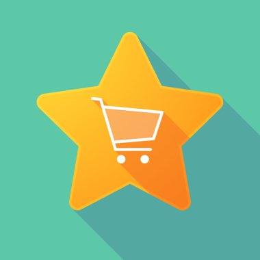 Bir alışveriş sepeti uzun gölge yıldızla