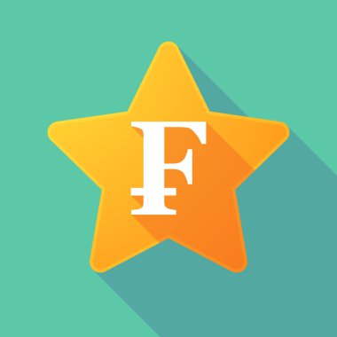 Uzun gölge yıldız İsviçre Frangı işaretiyle