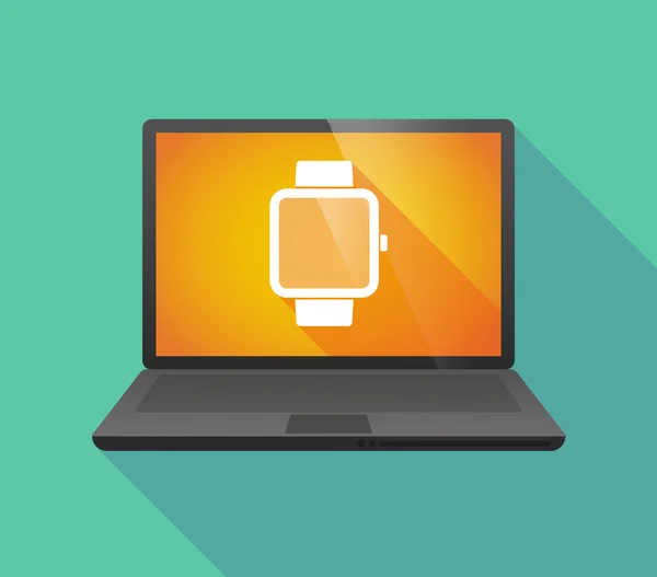 Ícone de laptop com um relógio inteligente —  Vetores de Stock