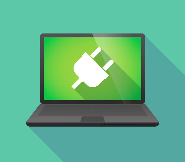 Laptop pictogram met een stekker — Stockvector