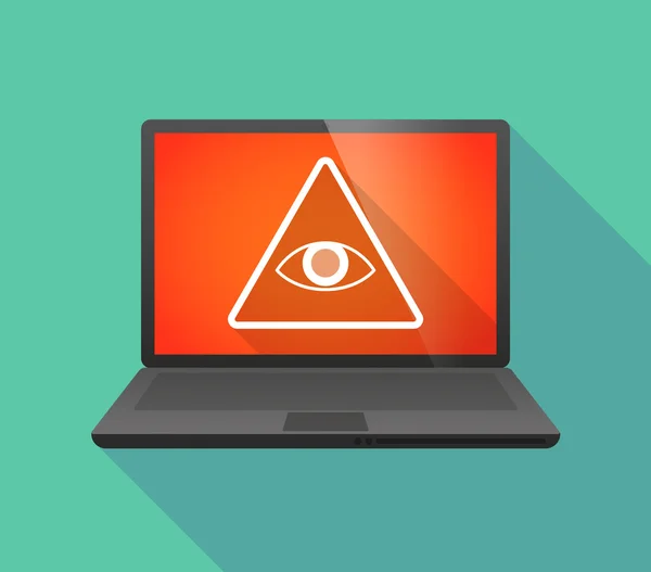 Laptop icon with an all seeing eye — Stock Vector