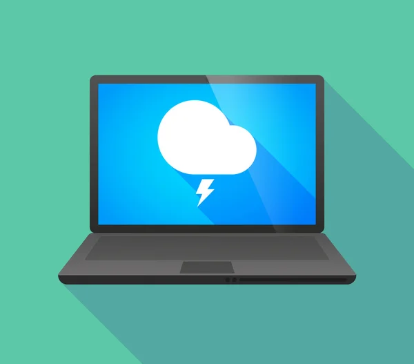 Laptop pictogram met een stormachtige wolk — Stockvector