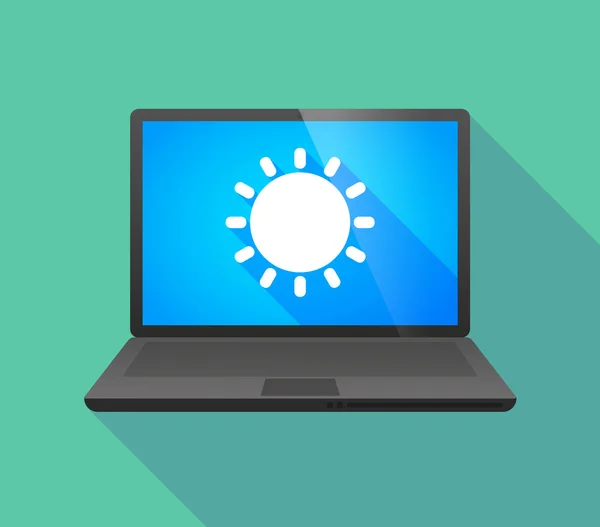 Icona del computer portatile con un sole — Vettoriale Stock