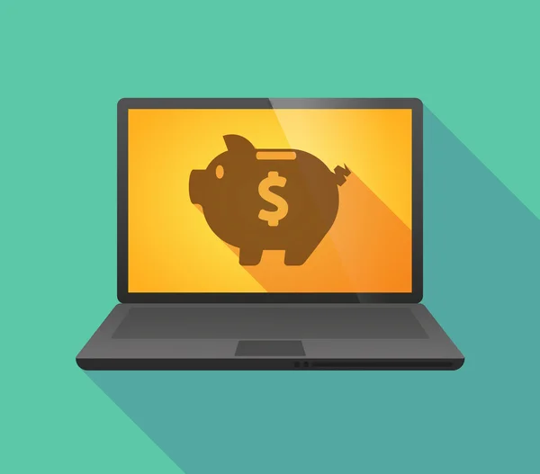 Laptop pictogram met een piggy bank — Stockvector