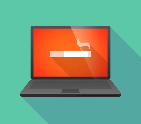 Icona del computer portatile con una sigaretta — Vettoriale Stock