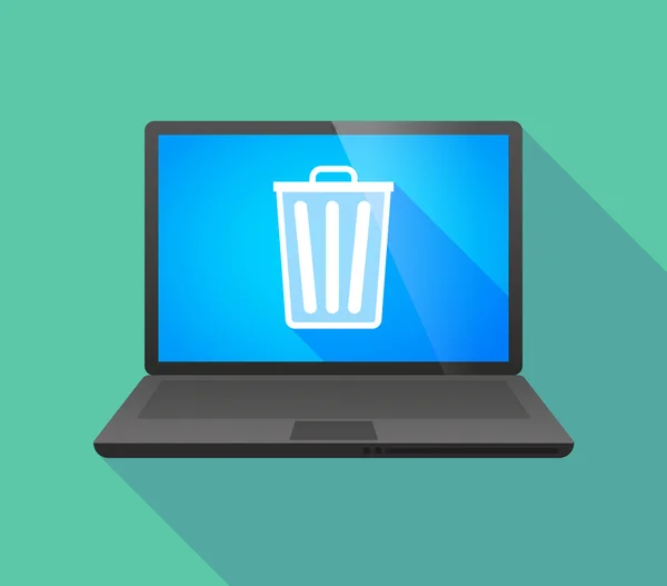 Laptop icon with a trash can — Stock Vector